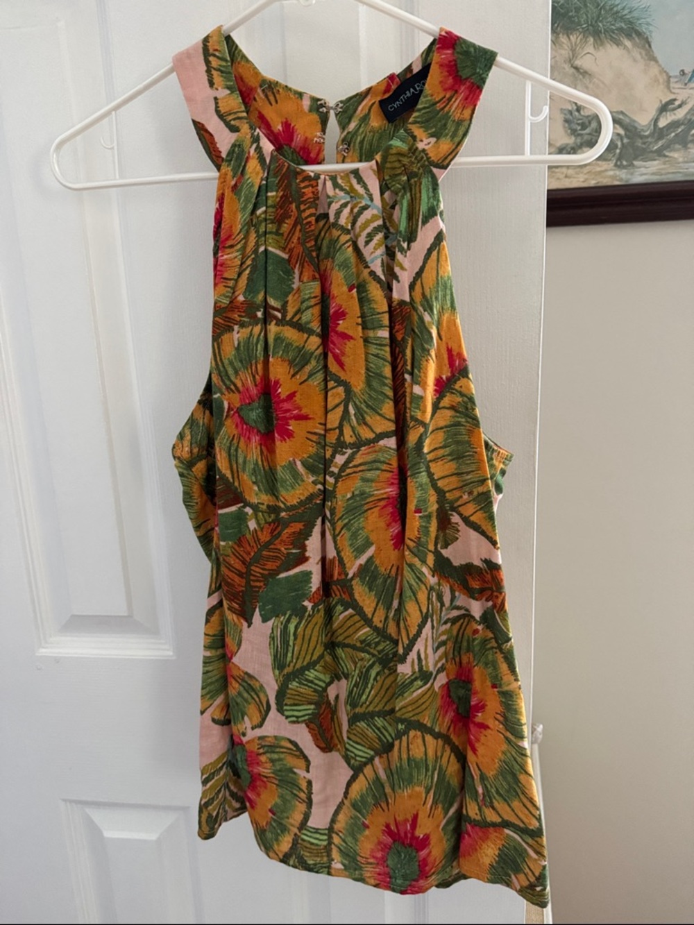 Cynthia Rowley Floral Halter Tank in Pink, Green & Yellow